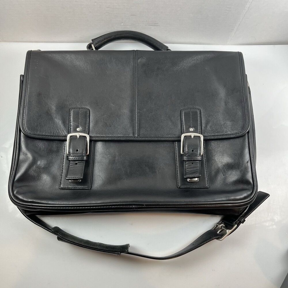 Vintage Coach Messenger Bag Black Leather Executive Thompson Briefcase